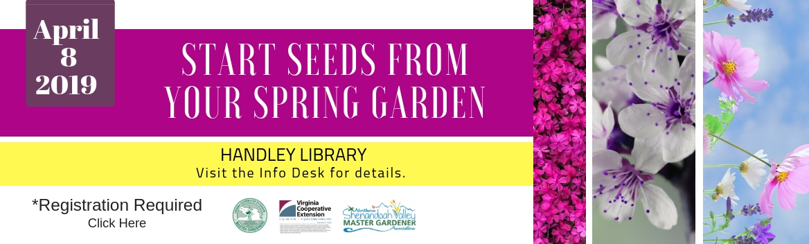 Gardening banner that reads, "Start seeds from our spring garden"