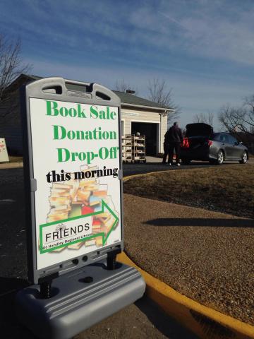 Book Donation Sign in Parking Lot