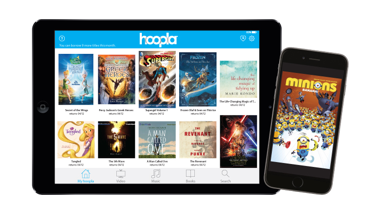 Hoopla on tablet and phone