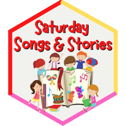 Saturday Songs & Stories featuring children and family graphic