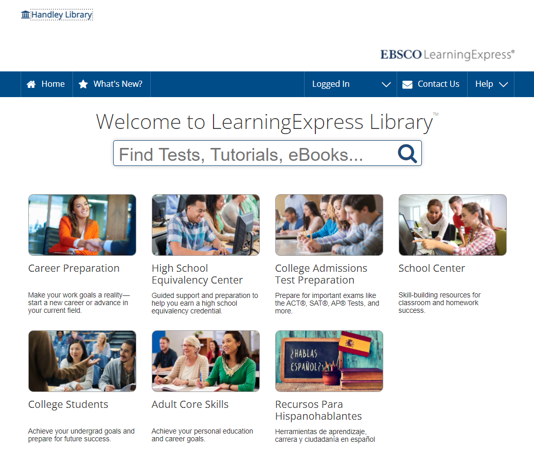 LearningExpress Library Home Page screenshot