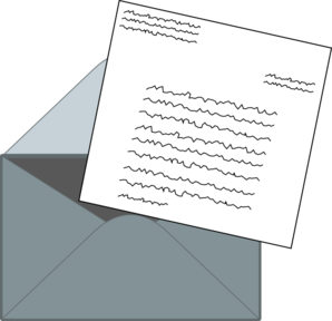 A hand-written letter overlapping an envelope.