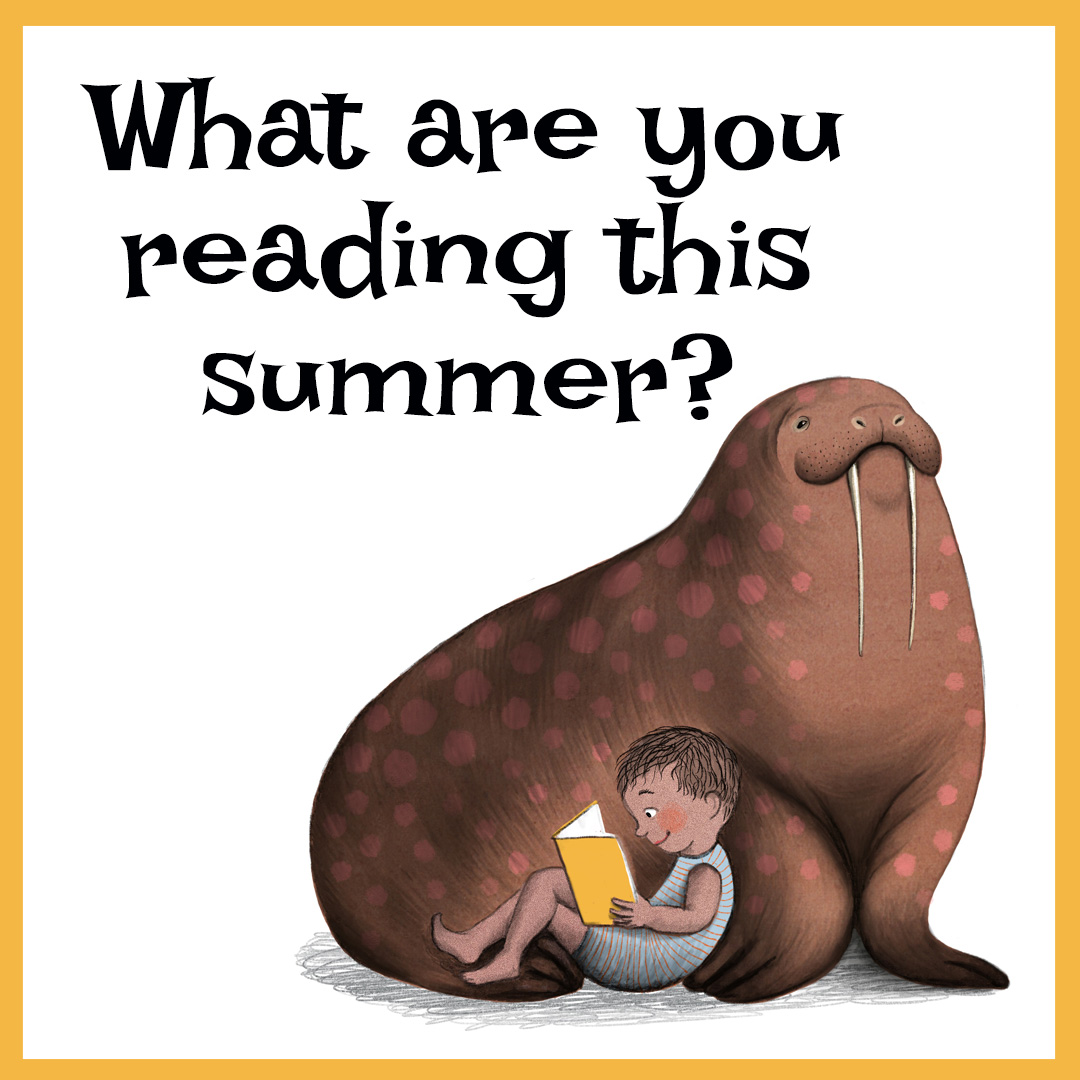 Boy reading with a walrus