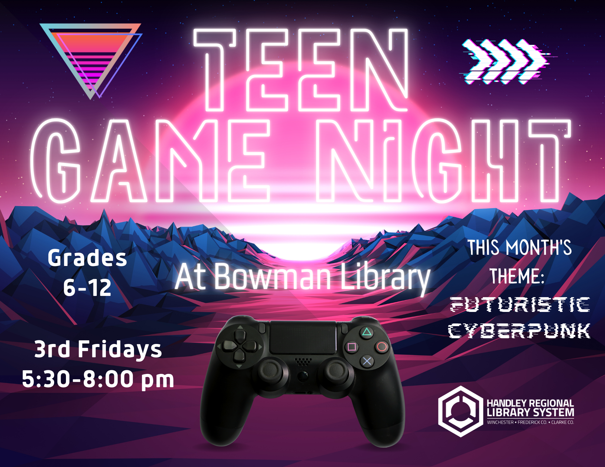 Teen Game Night Futuristic Cyberpunk Poster