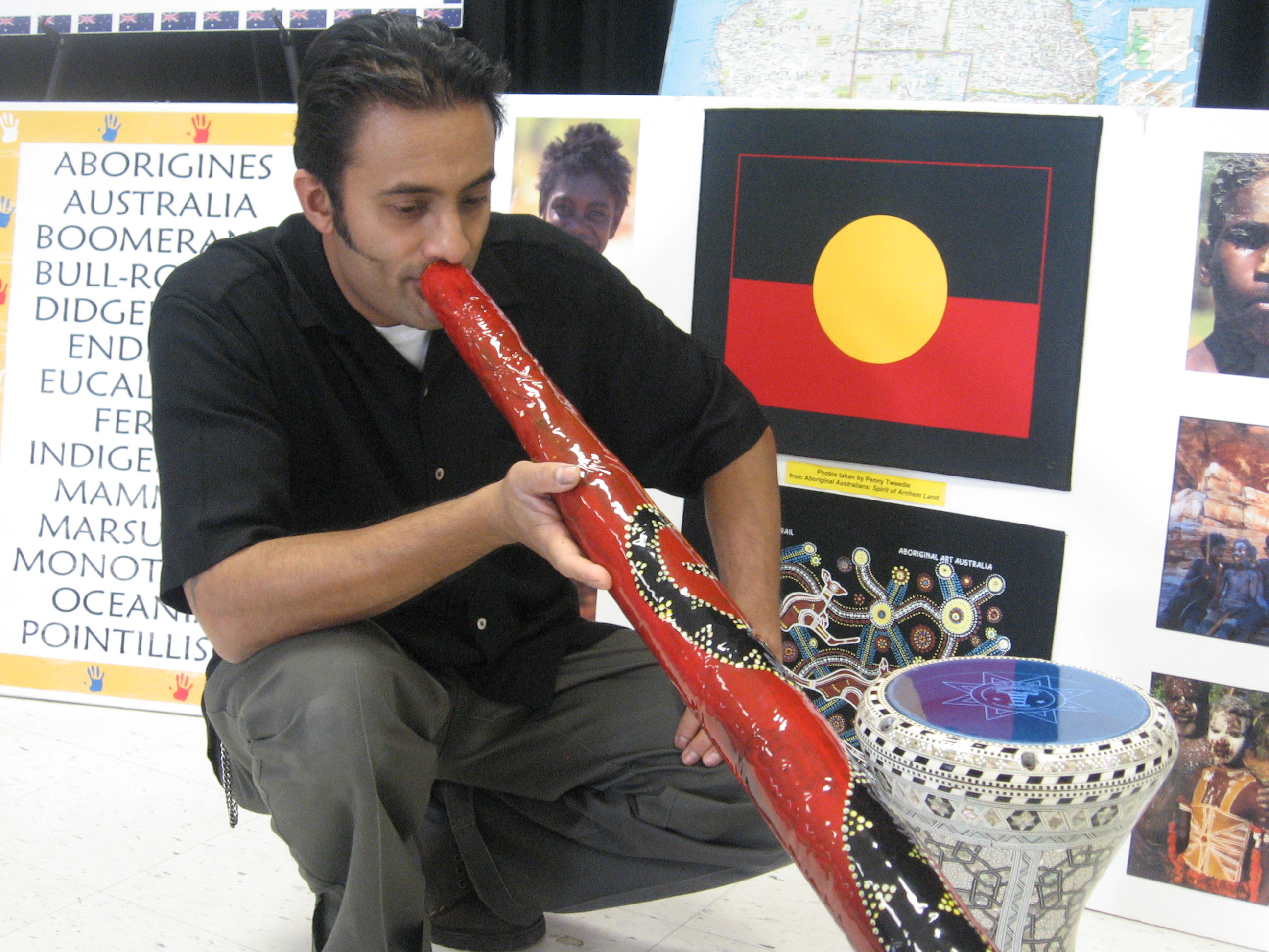 Playing the didgeridoo