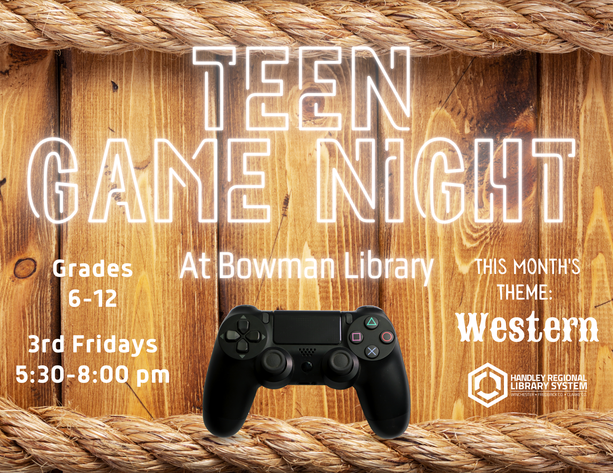 Western Teen Game Night Poster