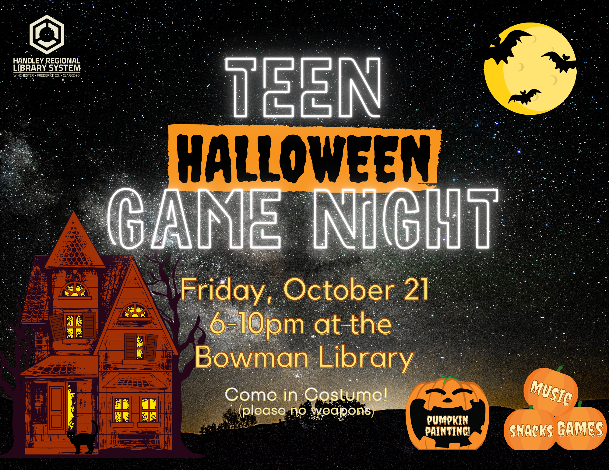 Teen Halloween Game Night Poster