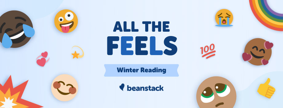 All the feels youth winter reading banner with emojis