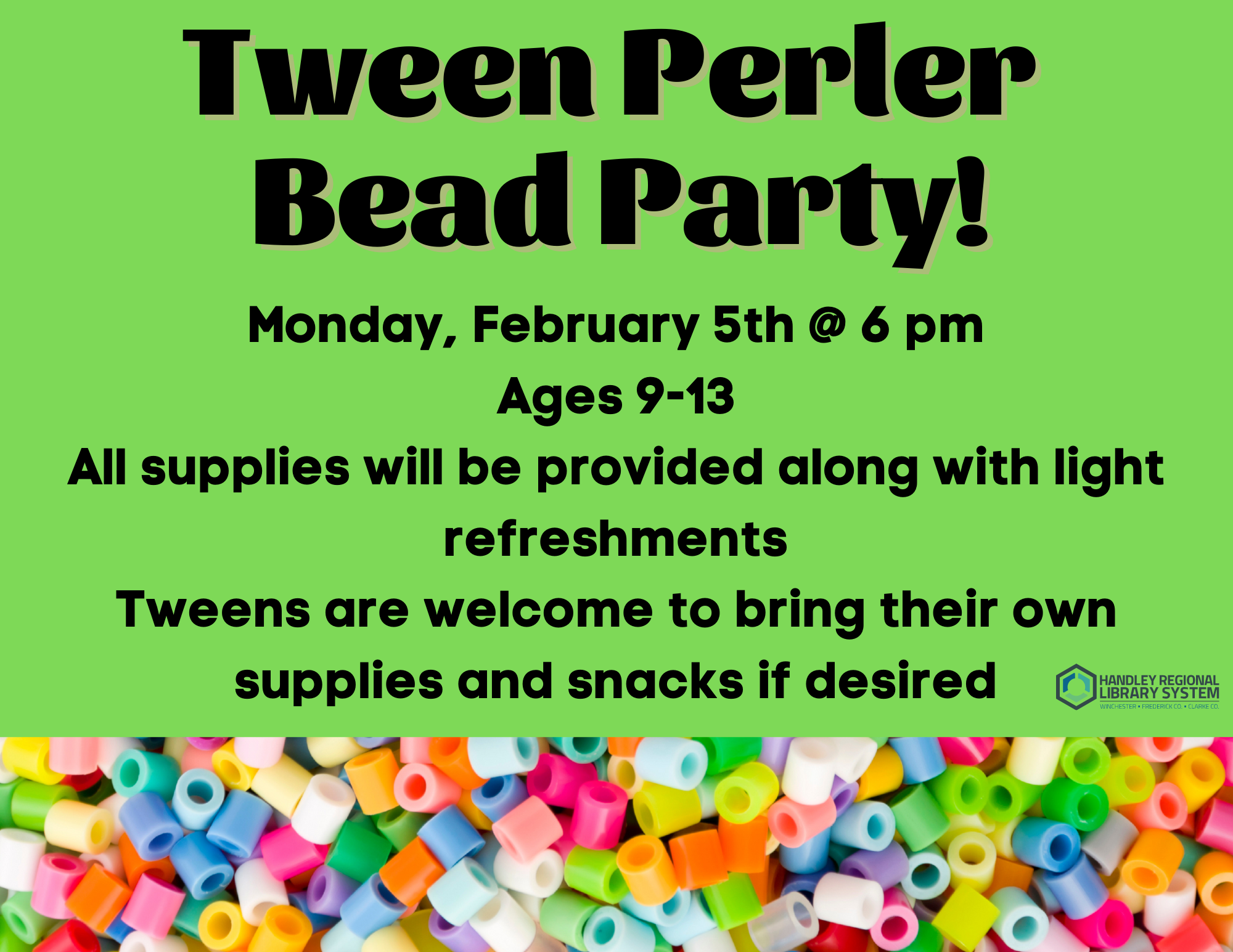 Tween Perler Bead Party Poster