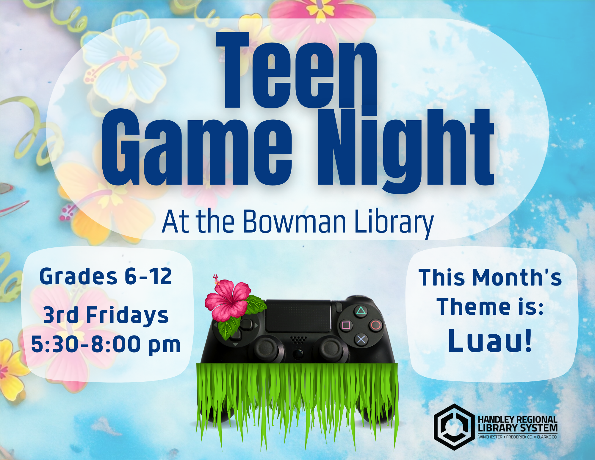 Teen Game Night Poster with Luau Theme