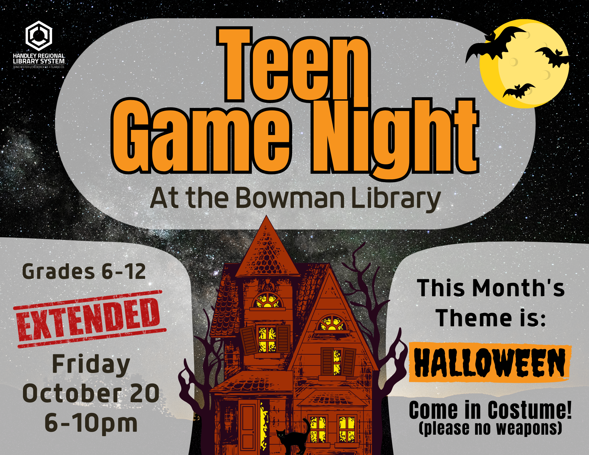 Teen Game Night Halloween Poster