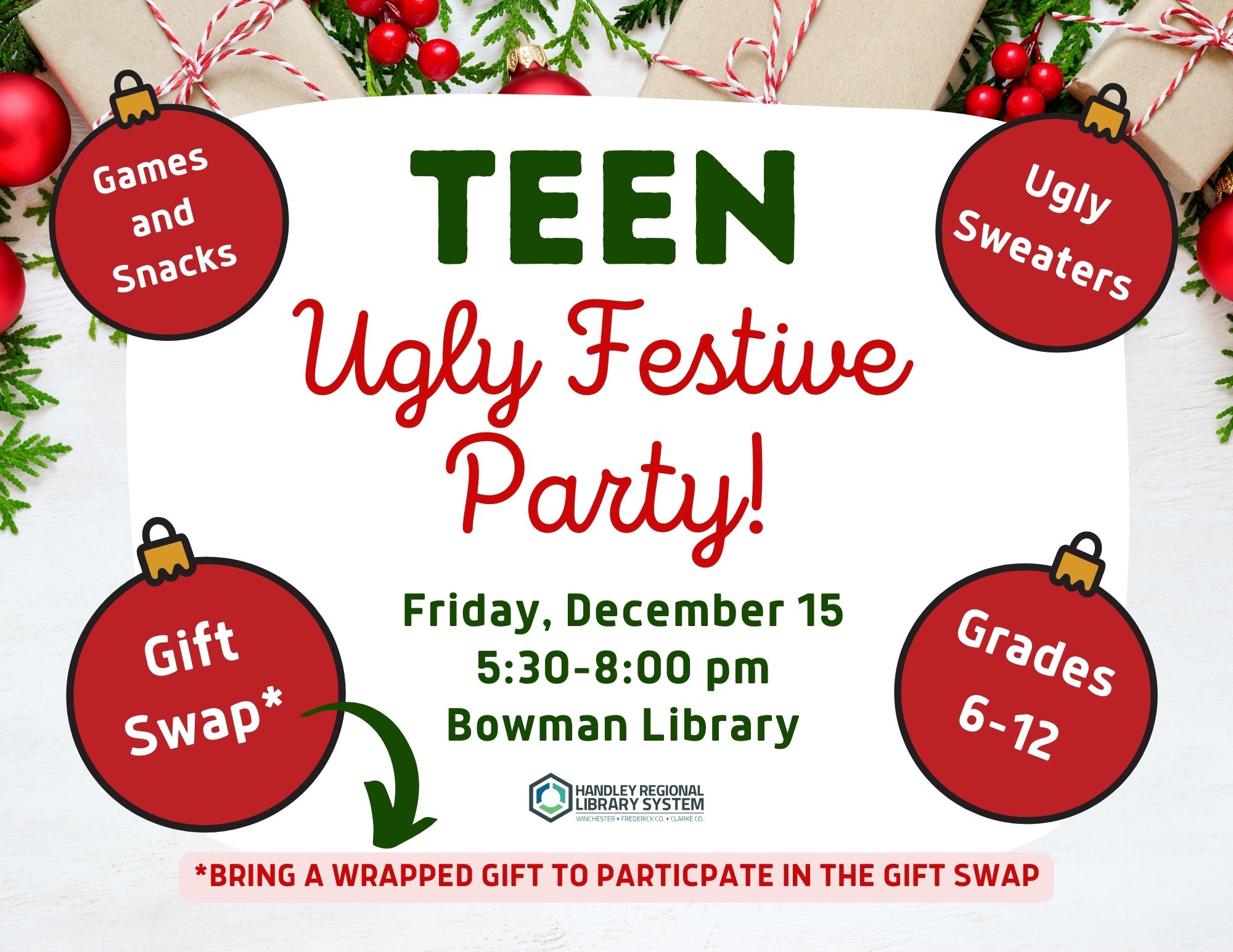 Teen Game Night Ugly Festive Party Poster