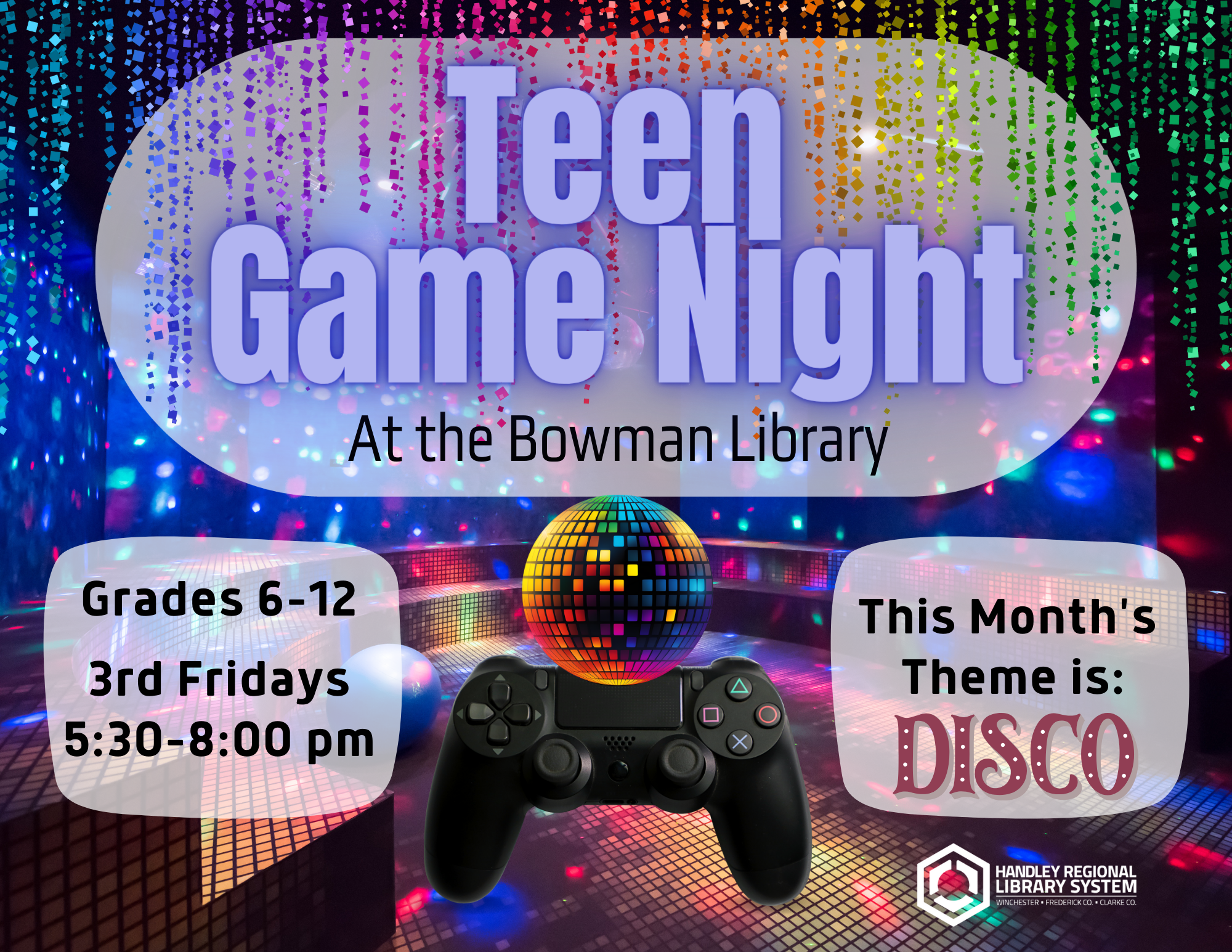 Teen Game Night Disco Poster