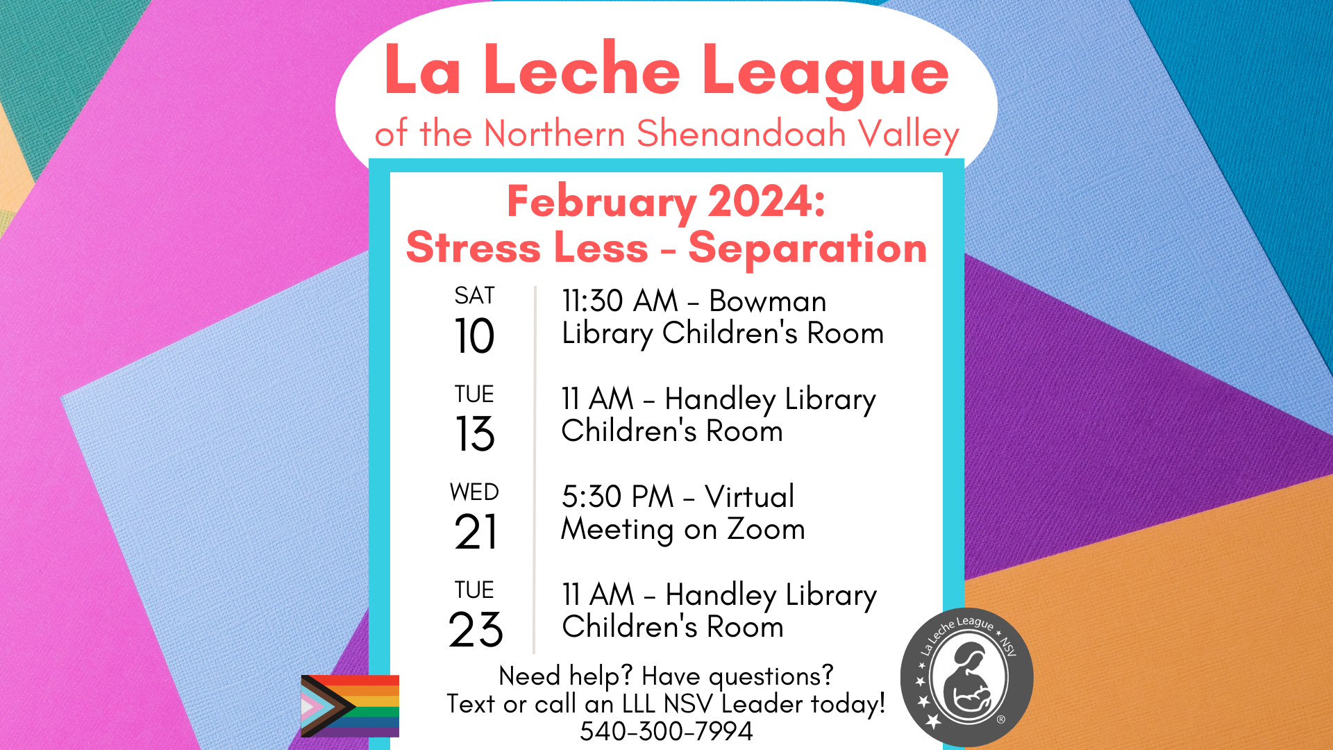 La Leche Schedule for February