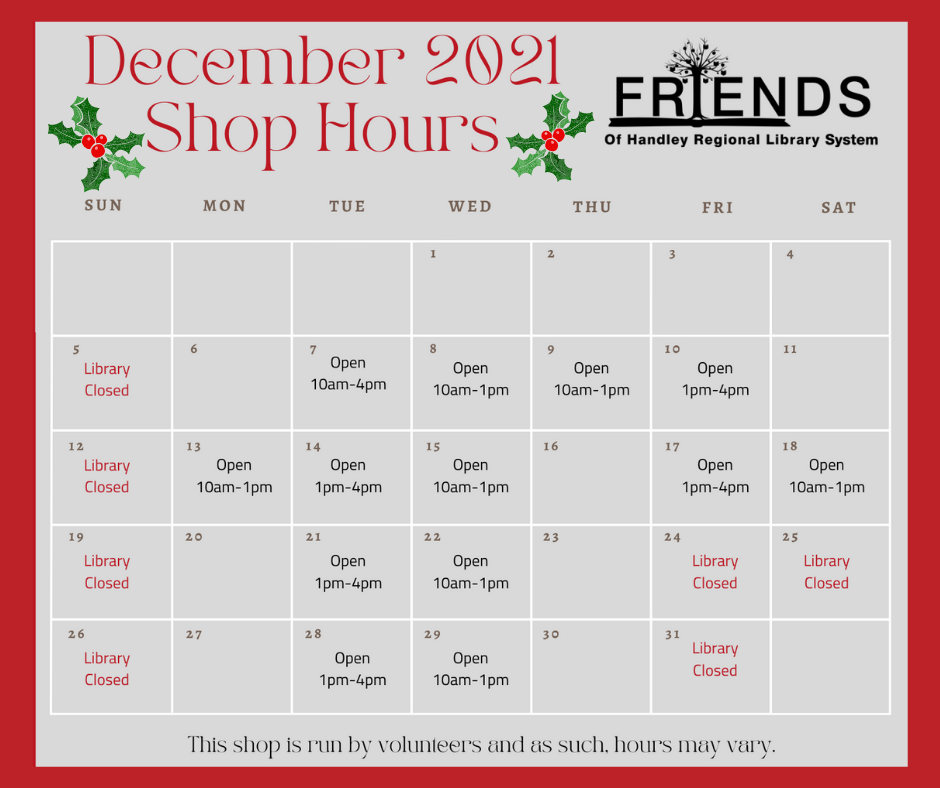 Shop Hours-December 2021