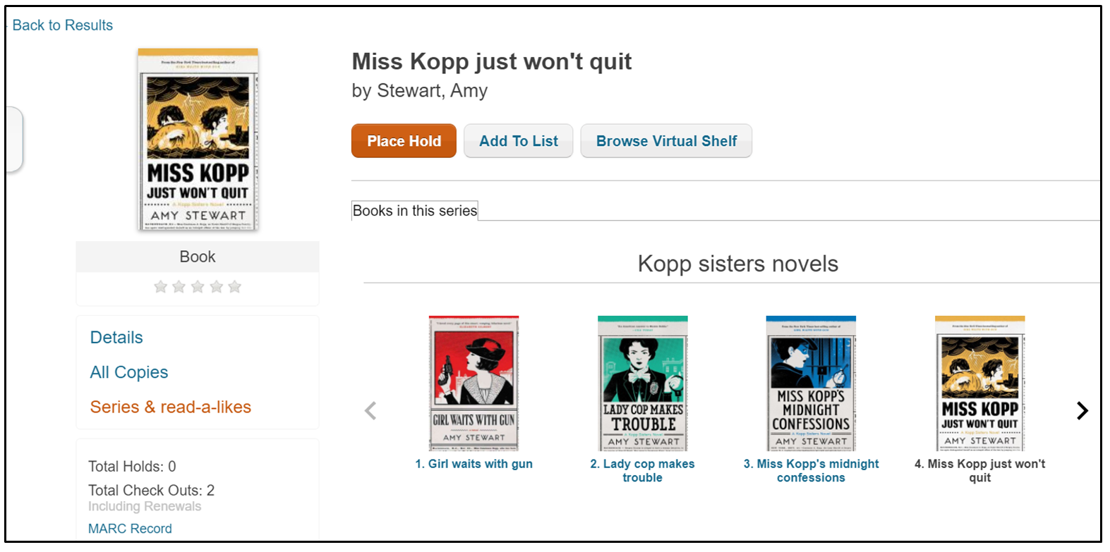 Series and ReadALikes in the Library Catalog Handley Regional