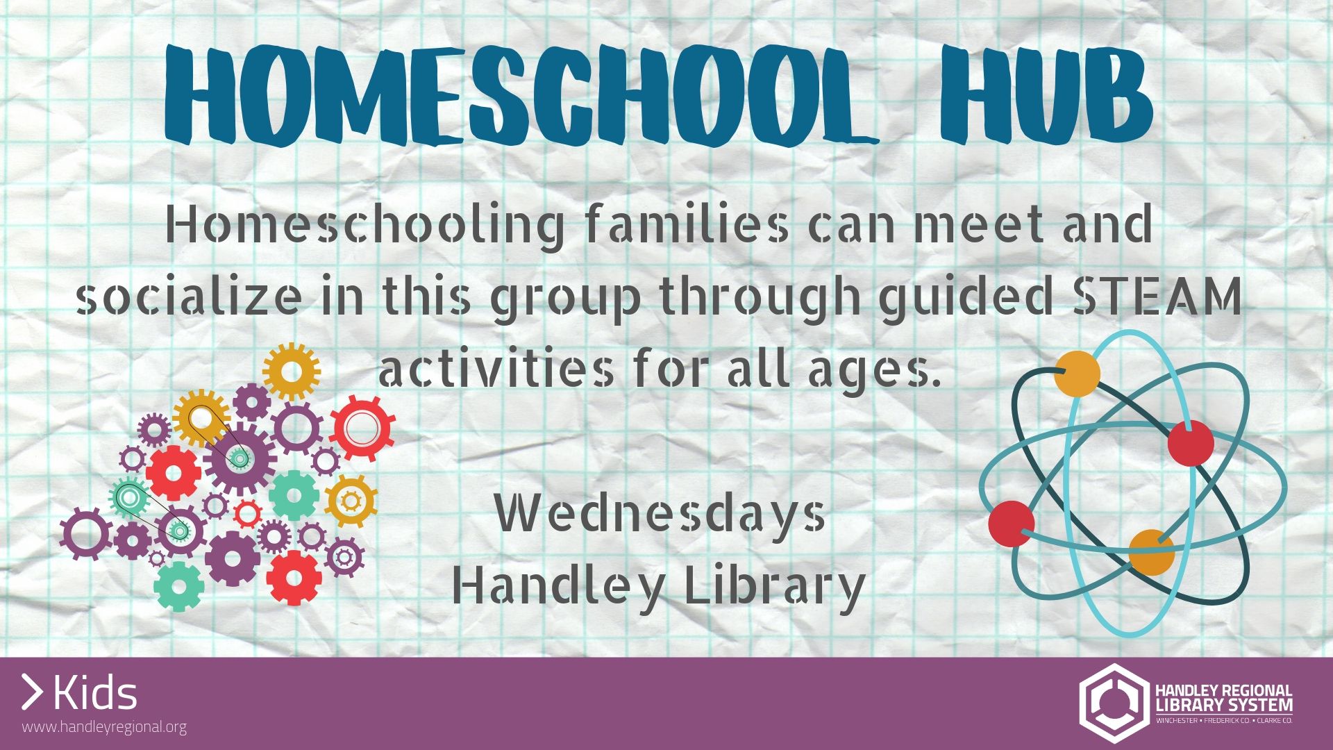 homeschool hub slide with gears and atoms 
