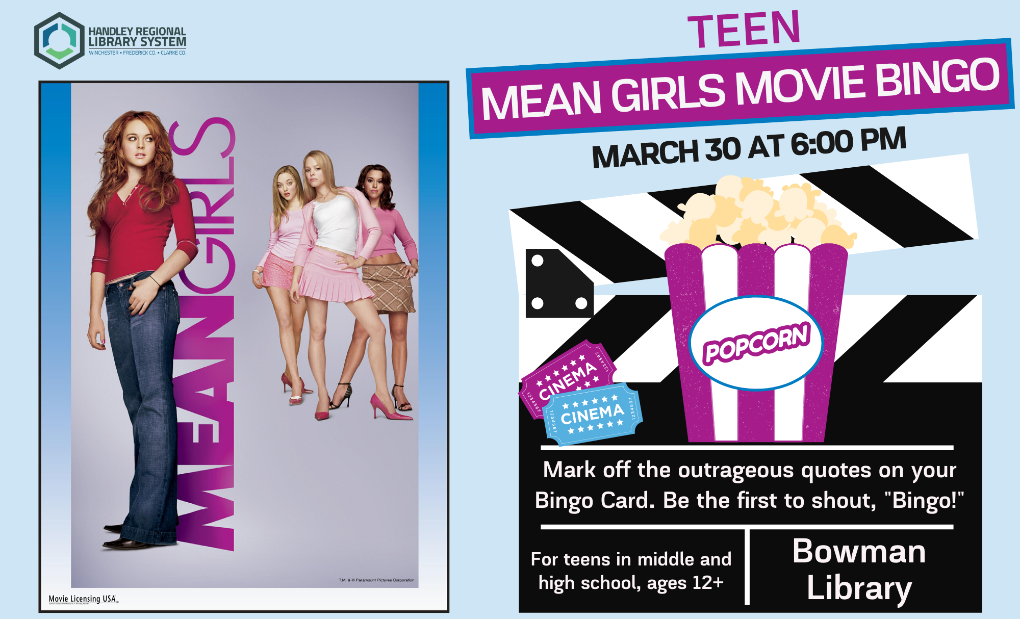 Mean Girls Movie Bingo Poster