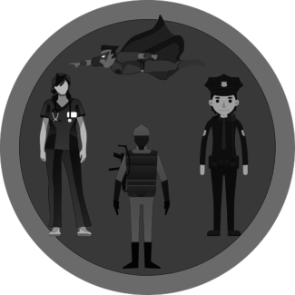 Land of Heroes Black and White Readers Badge