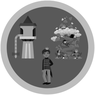 Land of Make Believe Black and White Readers Badge