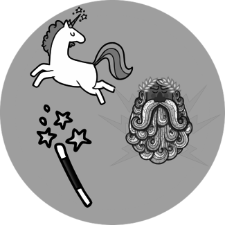 Land of Myth Black and White Readers Badge