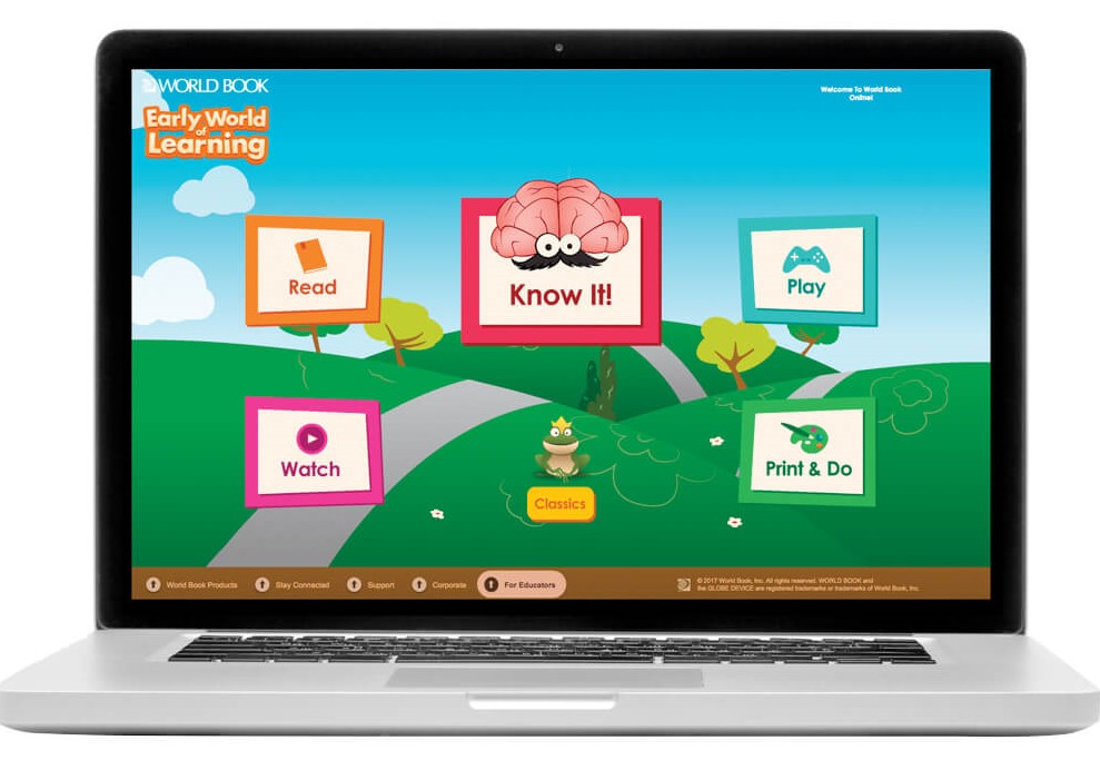 laptop with early world of learning database on screen