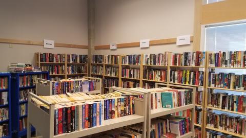 book sale showing fiction