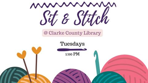 Sit and Stitch Tuesdays at 1 pm