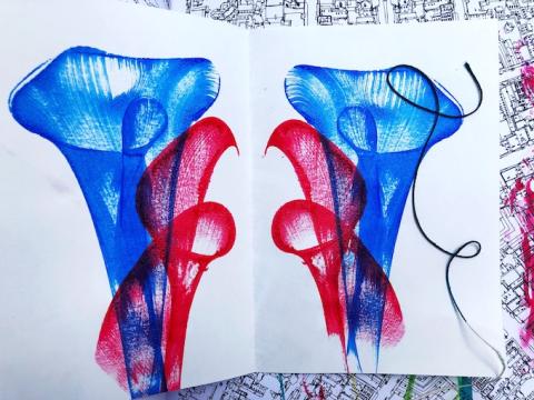 two color pulled string art