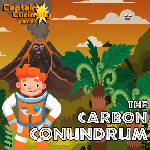 Volcanic land with explorer