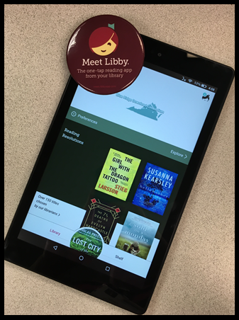 Tablet with Libby eBook app 
