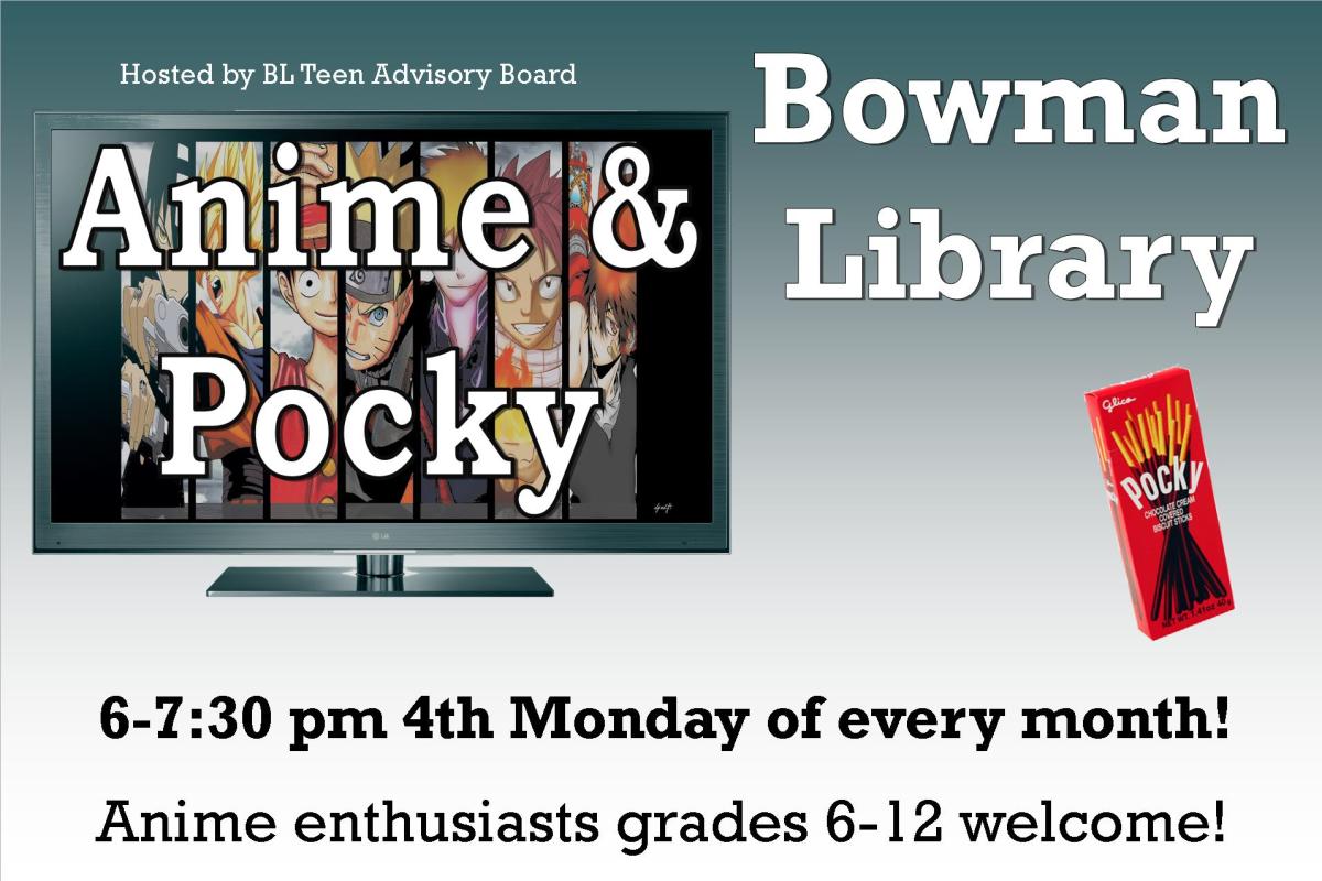 Anime & Pocky with a collage of anime characters and scenes.