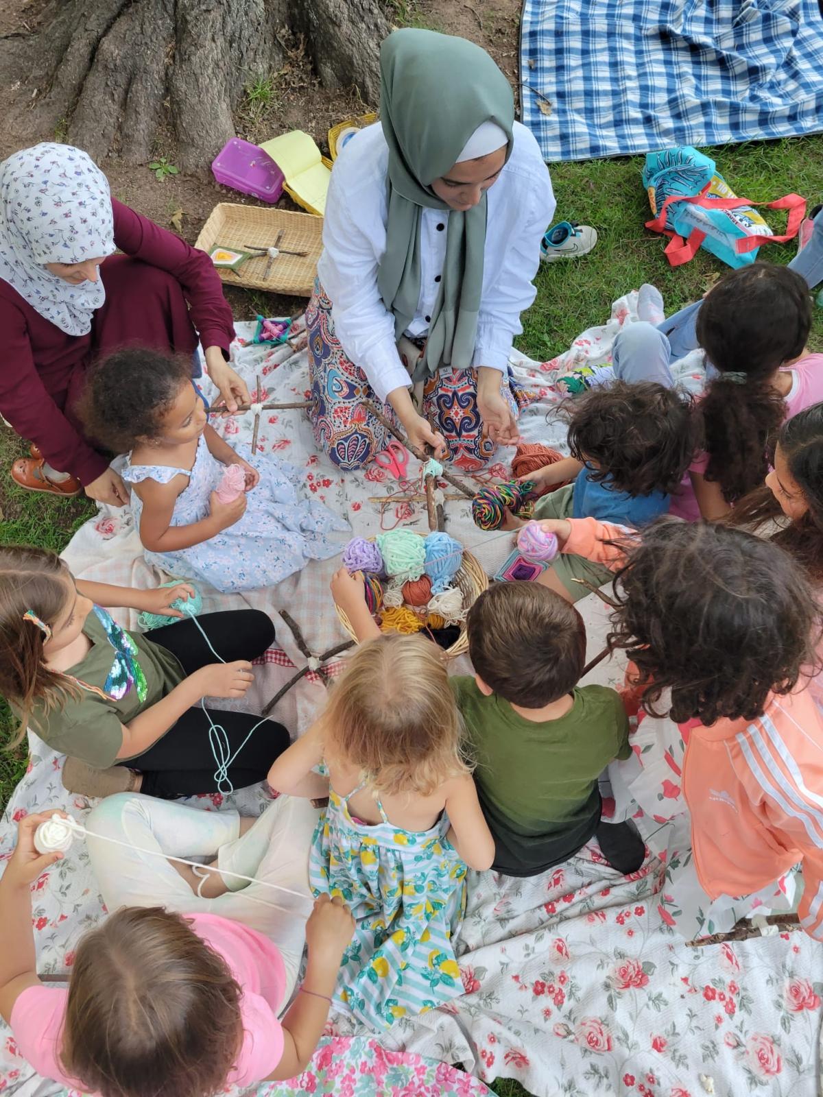 Teacher and children
