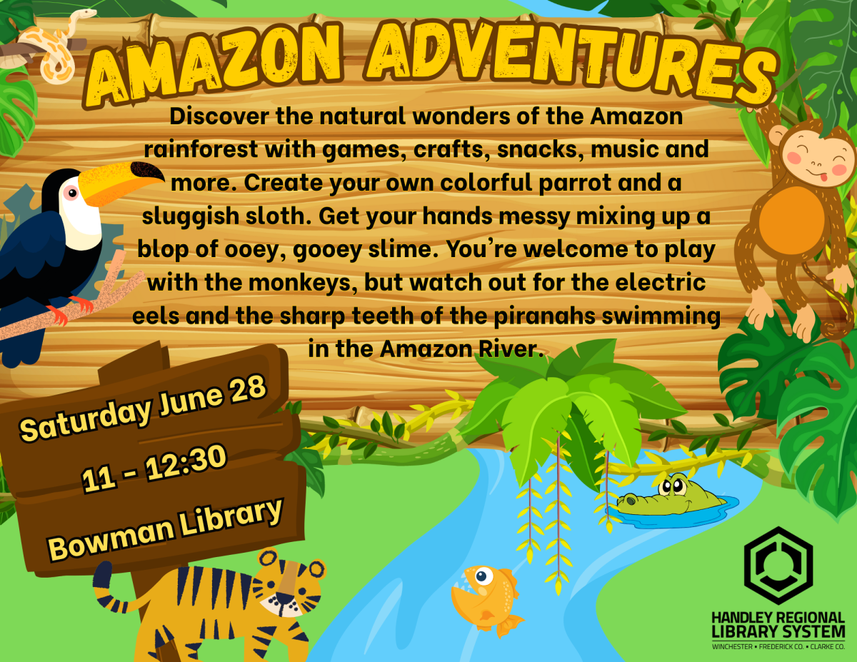Amazon Adventures information sign with exciting rain forest animals
