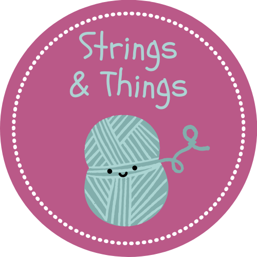 Strings & Things with happy yarn ball