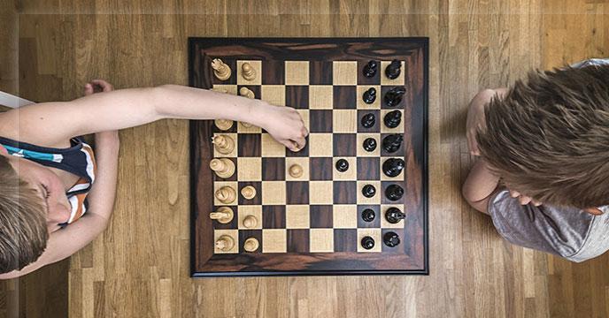 Overhead shot of chess play