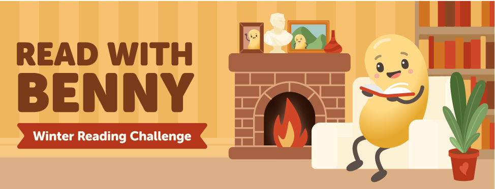 Benny Bean reading on a couch